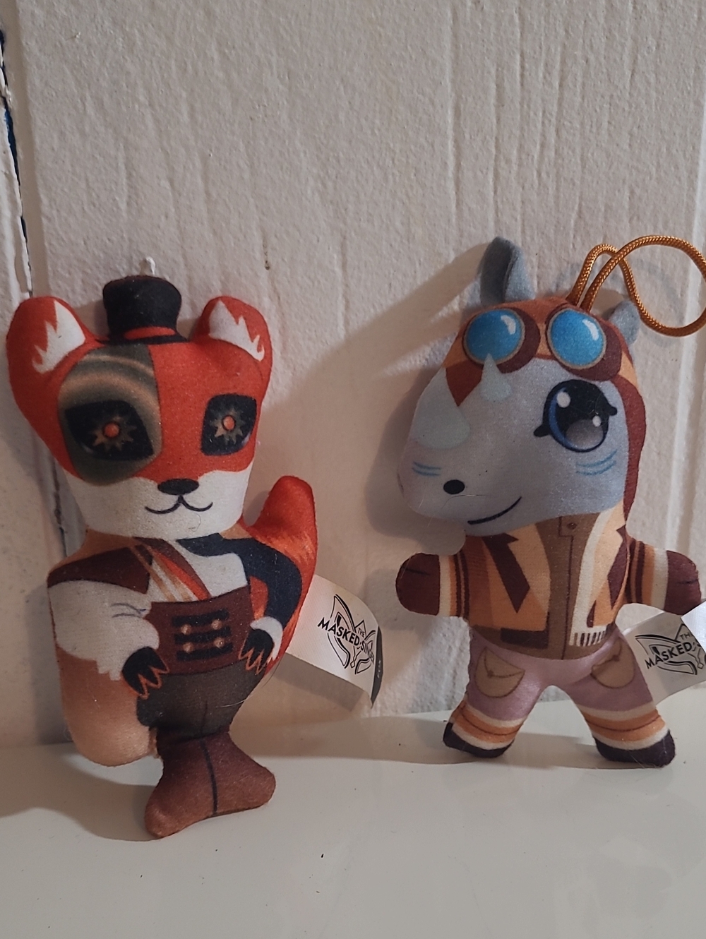 Lot of 2 McDonalds The Masked Singer Plush Ornaments Rhino & Fox